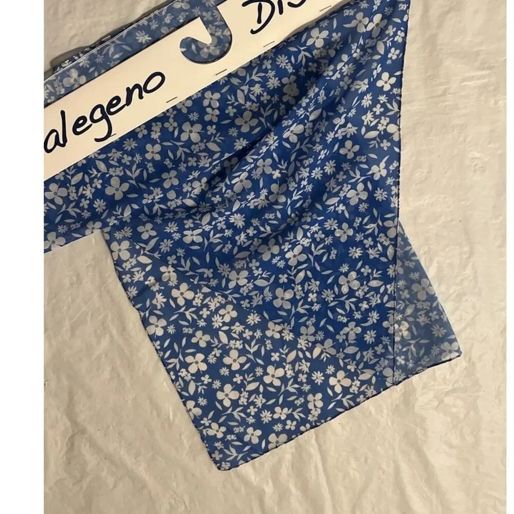 One of a Kind Silk Scarf Manufacture Sample Blue Flowers - Vialegeno Disegni